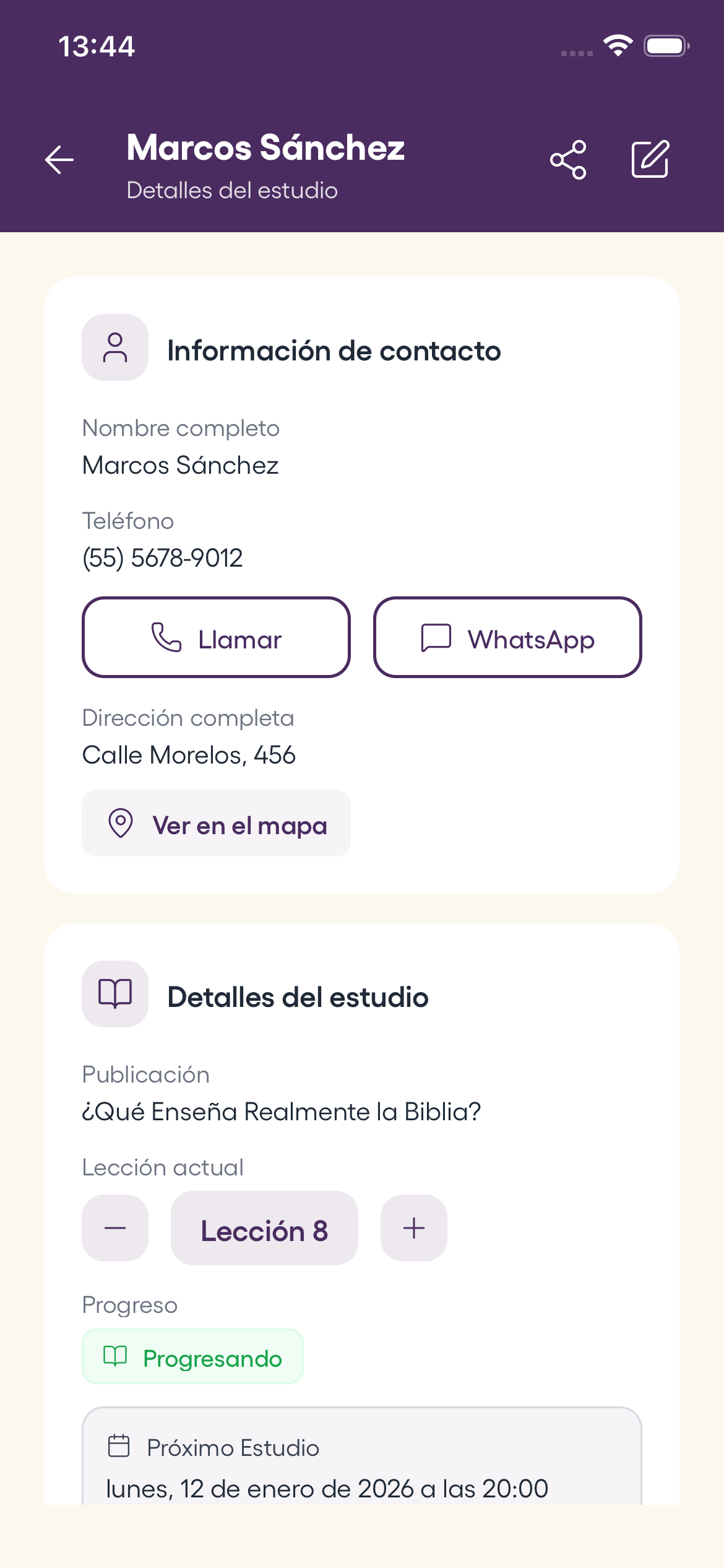 Pantalla de estudios bíblicos