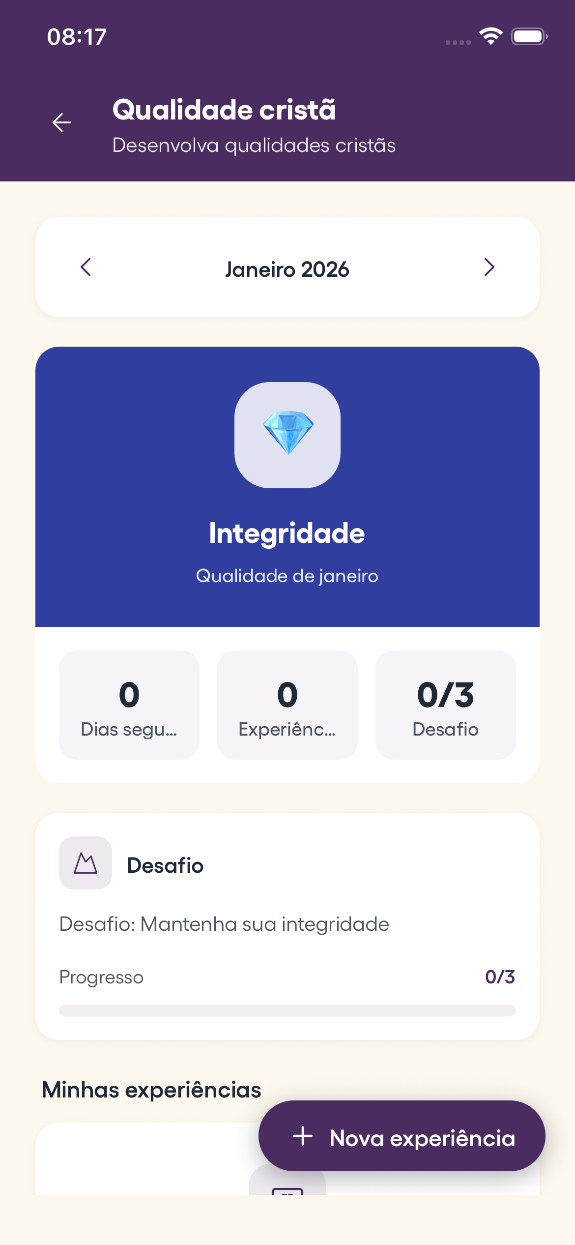 Tela de tema do mês